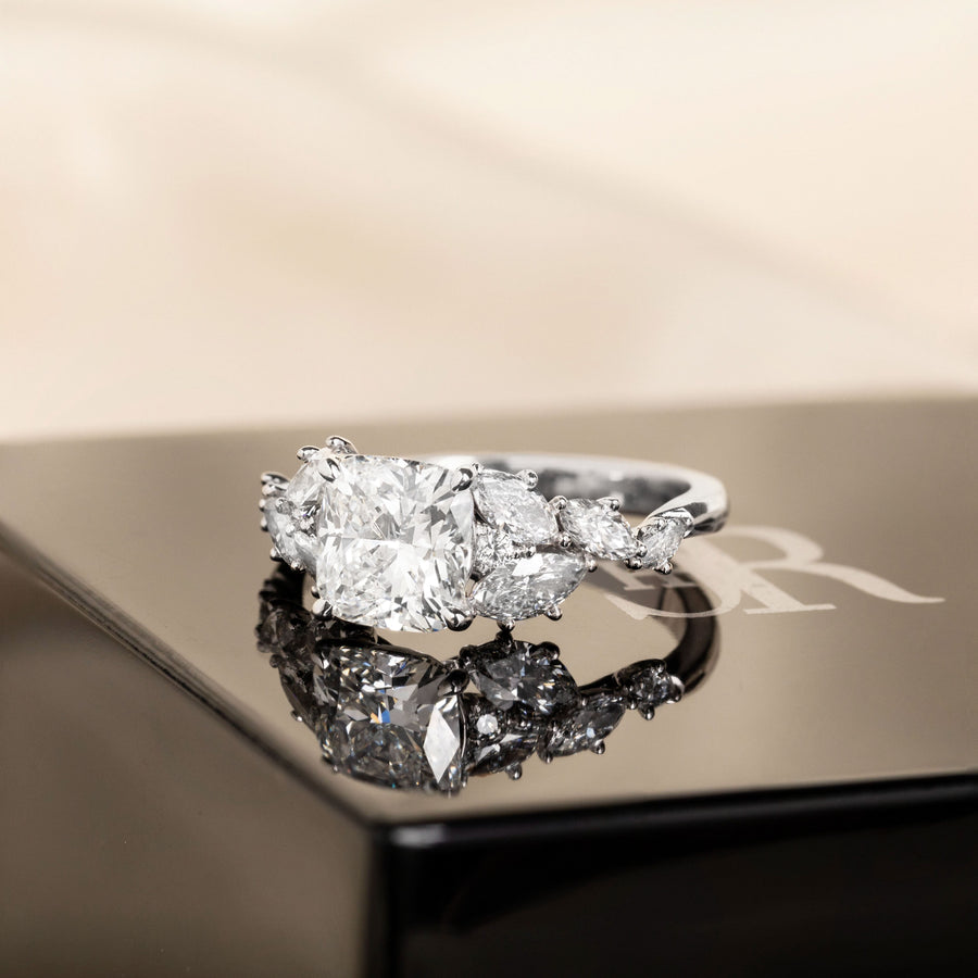 A custom engagement ring being designed
