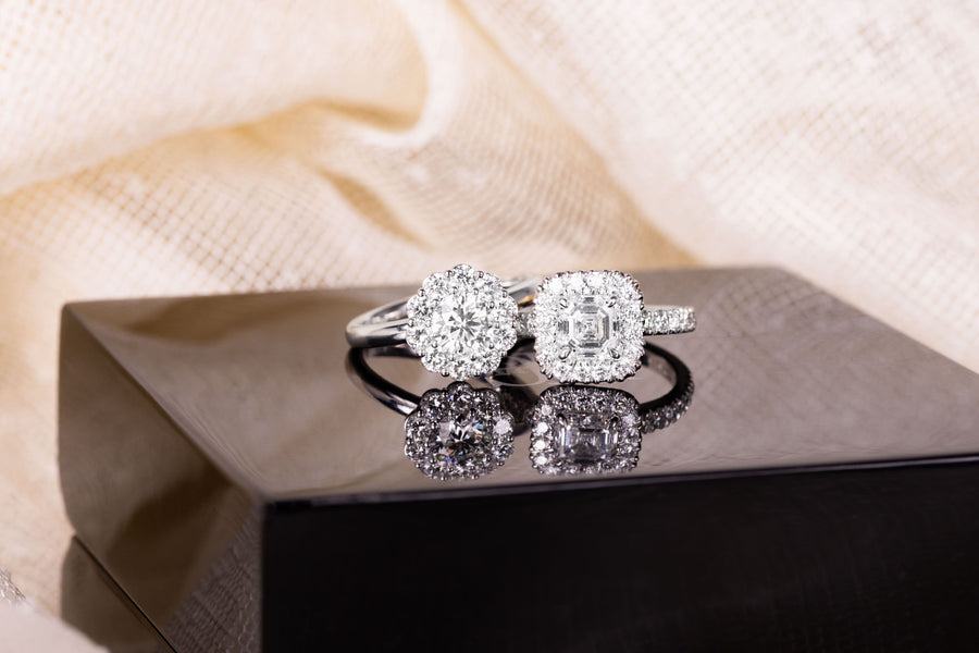Halo diamond engagement ring